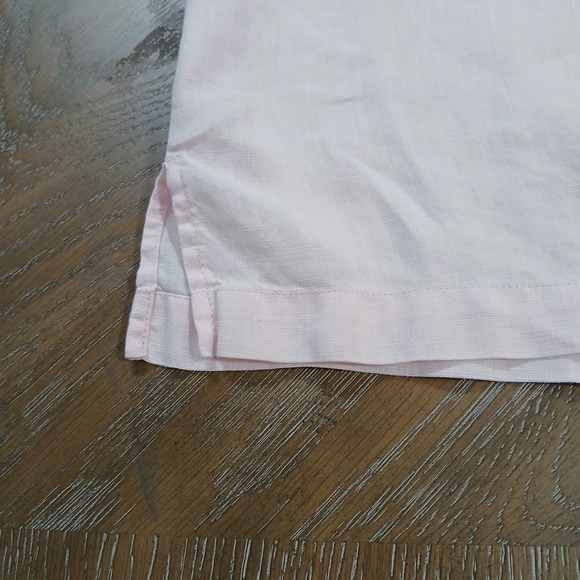 Jamaica Bay Women Shirt 100% Linen Sz L Button Up Short Sleeve Pale Pink - Picture 8 of 12